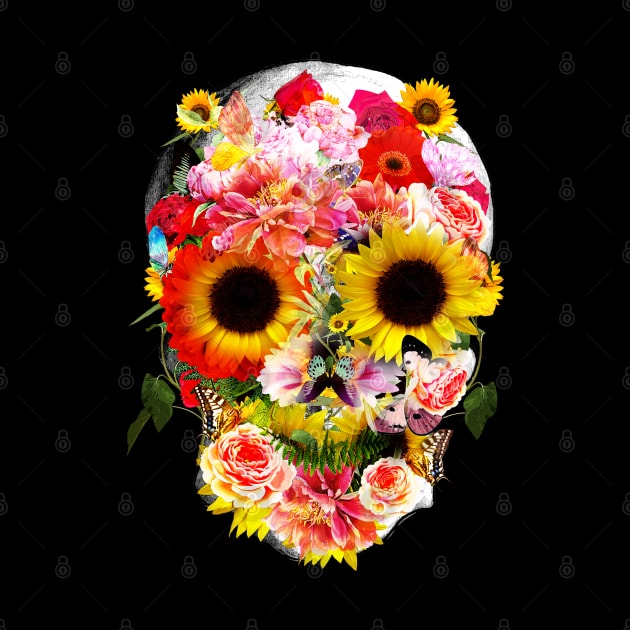 Sage Tribe Skull With sunflowers by Collagedream