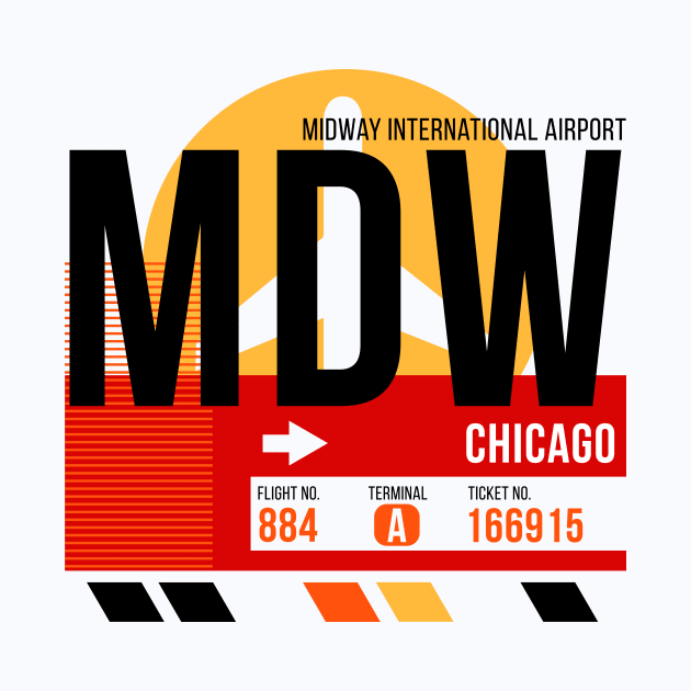 Chicago Midway (MDW) Airport // Sunset Baggage Tag by Now Boarding