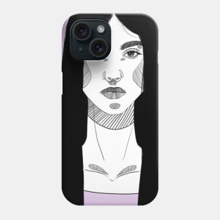 Hand-Sketched Woman With Long Hair Phone Case