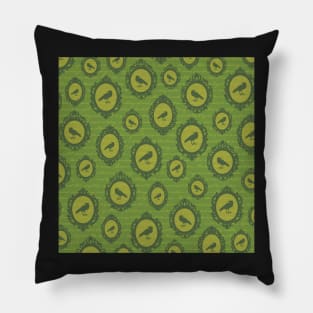 Green Crow Cameo Pillow