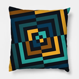 Angled Lines - Gold And Blue Edition Pillow