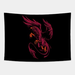 Blazing Griffin: Mythical Might in Red Tapestry