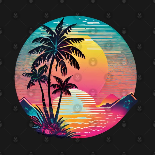 ⭐⭐⭐⭐⭐ summer tropical sunset palm tree beach by Mimeographics