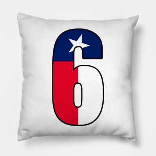 Number 6 Texas Flag Pillow