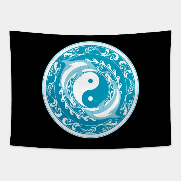 Yin Yang Dolphins Tapestry by NicGrayTees