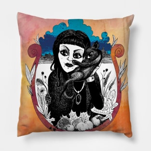 girl with rabbit Pillow