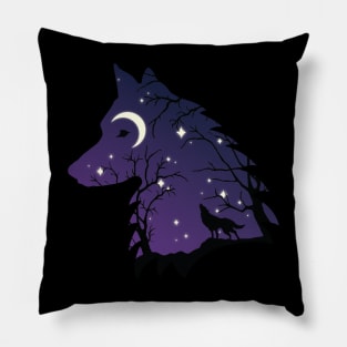 Wolf Head Night Sky Pillow