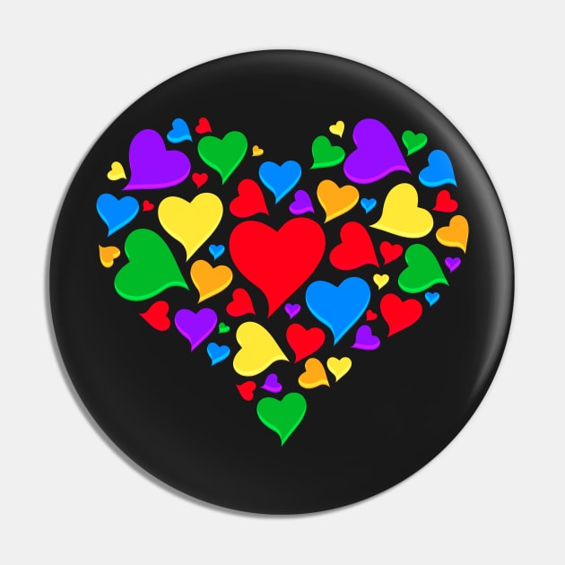 Colorful Hearts Valentines Day Pin by RadStar