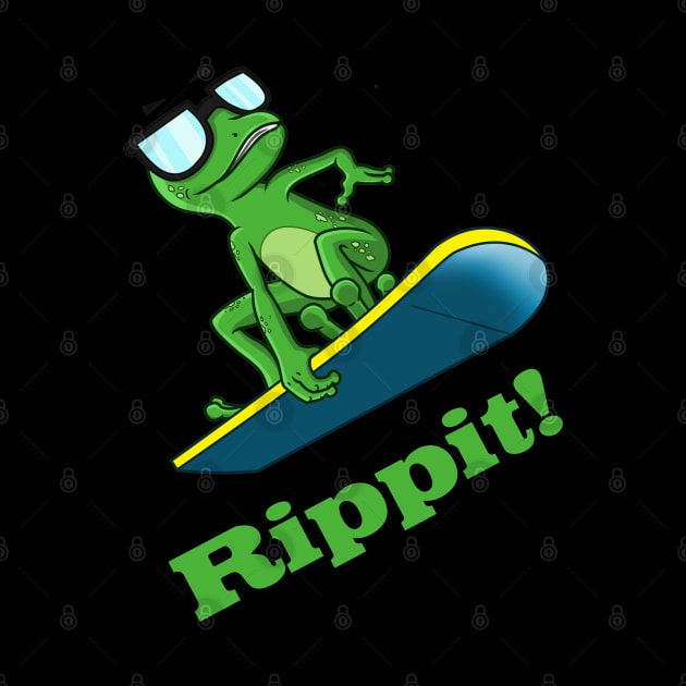 Cool Frog on a Snowboard by PrintArtdotUS