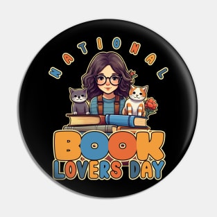 Happy National Book Lovers Day, Cat Moms Pin