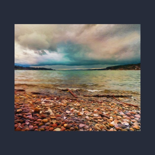 puget sound view of beach and incoming storm by Taya Johnston