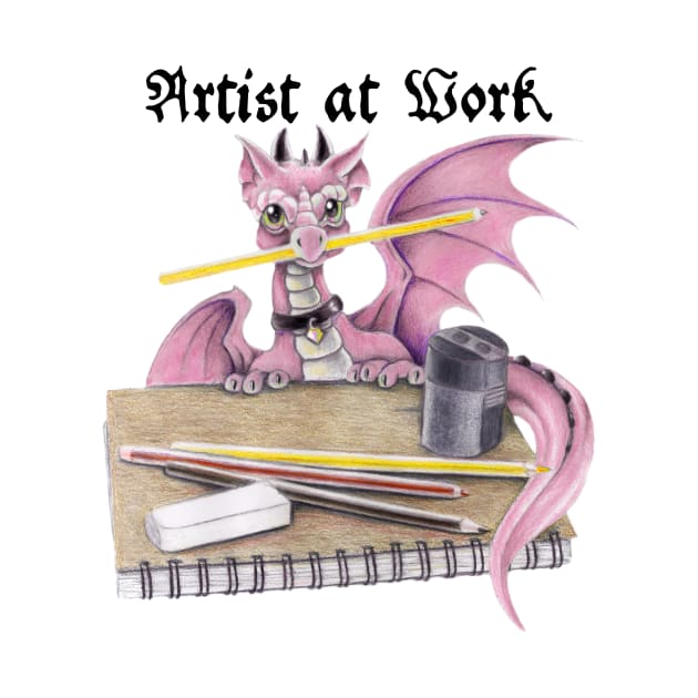 Artist at Work - Cute Pink Dragon Artist at Work by Sandra Staple