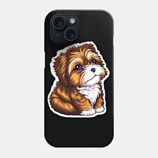 A Brown Havanese Puppy with Golden, Cream & White Highlights Phone Case