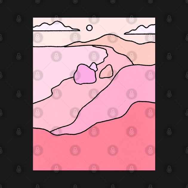 Pink mountain Landscape Cute by Trippycollage