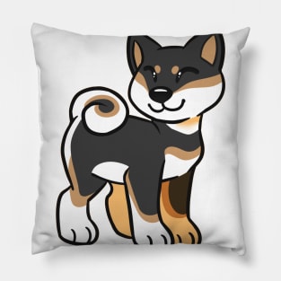 Happy Shiba Inu - Black and Tan Pillow