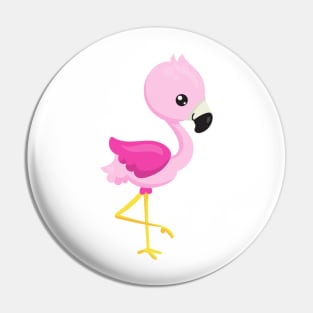 Cute Flamingo, Baby Flamingo, Pink Flamingo, Bird Pin