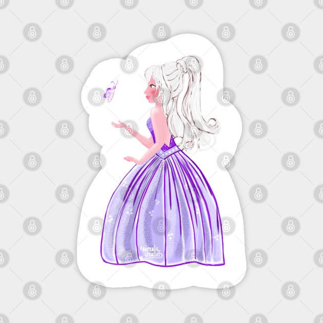 Purple Butterfly girl Magnet by Aurealis