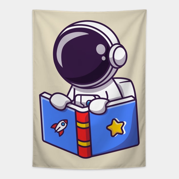 Cute Astronaut Reading Book Tapestry by Catalyst Labs