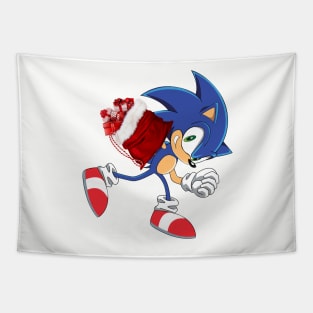 Hedgehog santa claus bag Tapestry