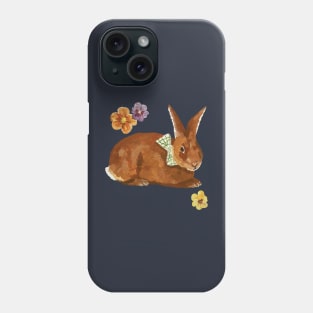 Brown Bunny with Flowers Phone Case