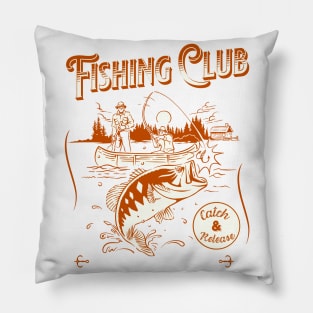 Retro Fishing Art Pillow