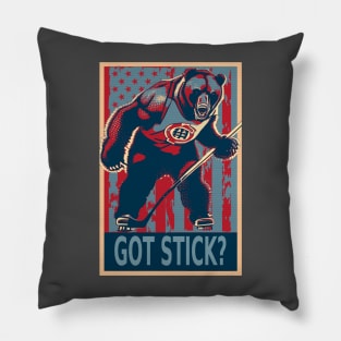 American Bear Ice Hockey Player Pillow