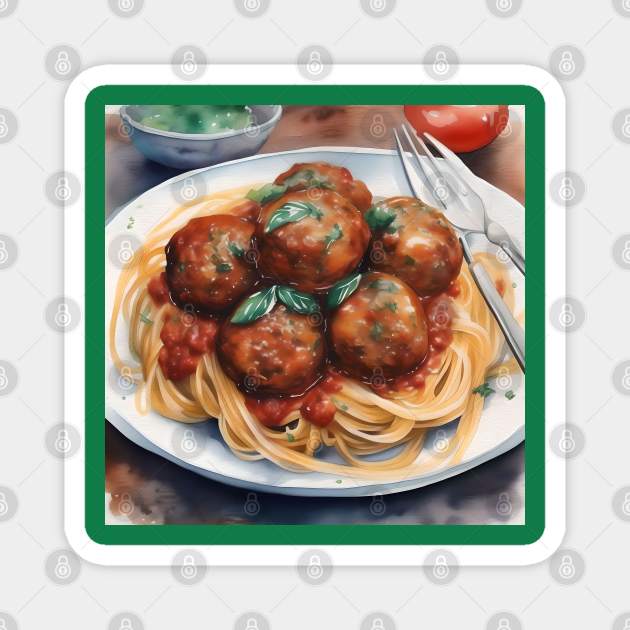 National Spaghetti Day - January 4 - Watercolor Magnet by Oldetimemercan