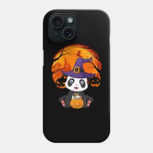 Panda bear pumpkin witch Phone Case