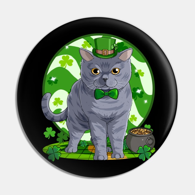 British Shorthair Cat St. Patricks Day Leprechaun Pin by Noseking
