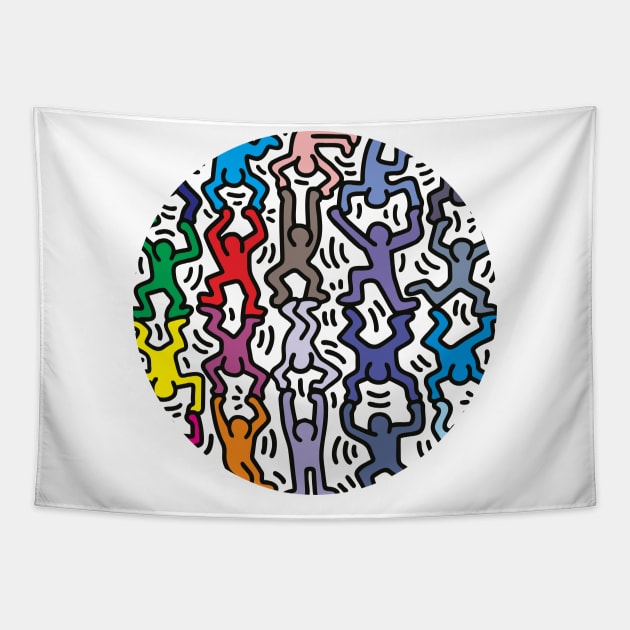 Colorful Circle People Tapestry by by fend