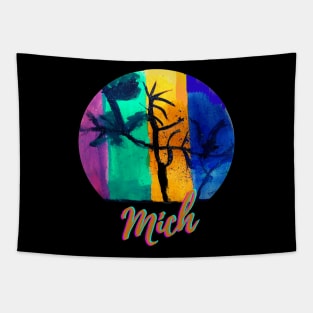 Me Mich Watercolor retro vintage sunsets design Tapestry