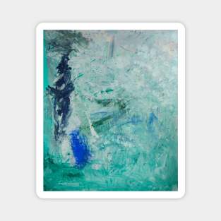 Fluid Turquoise Abstract Painting Magnet