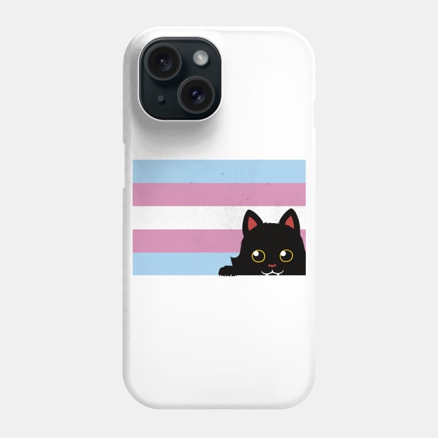 Peeking Cat Trans Flag by Tobe Fonseca Phone Case by Tobe_Fonseca