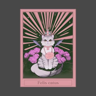 Felis Catus Cute Cat Poster Black & Pink T-Shirt