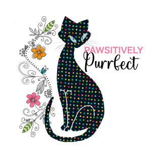 Pawsitively Purrfect Cat Silhouette T-Shirt