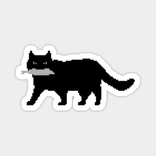 Pixel Cat with Fish Magnet