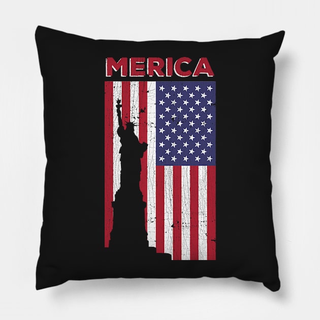 Merica Statue of Liberty and the flag of America design Pillow by theodoros20