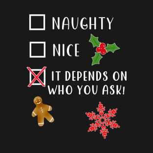 FUNNY NICE OR NAUGHTY LIST IT DEPENDS T-Shirt