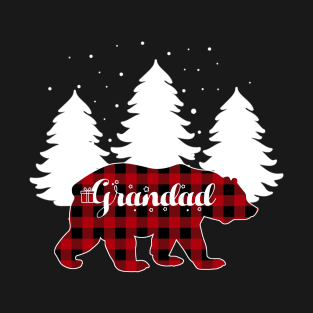 Buffalo Red Plaid Grandad Bear Matching Family Christmas T-Shirt