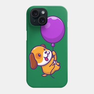 Cute Dog Floating With Balloon Cartoon Phone Case