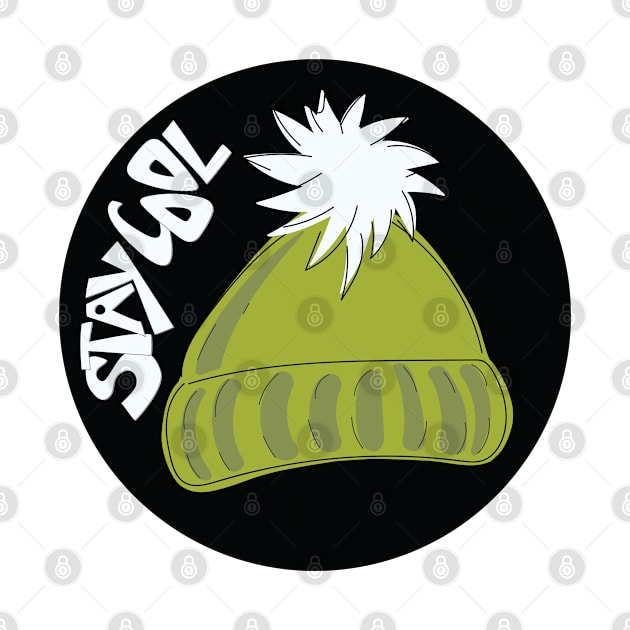 Whimsical cartoon toque with Stay Cool illustrated text by Angel Dawn Design