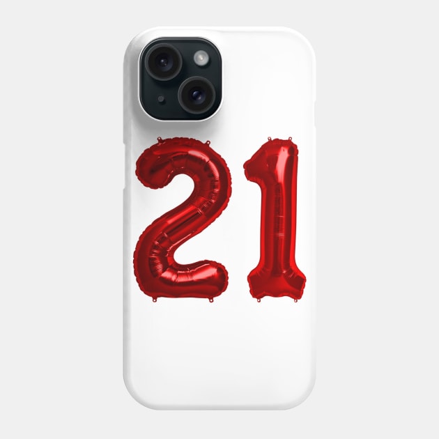 Red 21st Birthday Metallic Helium Balloons Numbers Phone Case by podartist