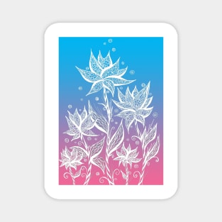 Blue and Pink Abstract Flowers Magnet