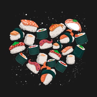 Foodie Heart Maki Lover Japanese Nigiri Food Sushi T-Shirt