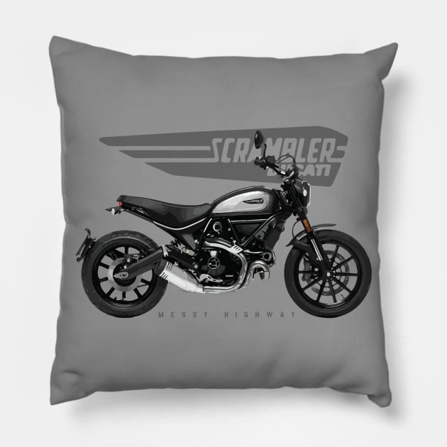 Ducati Scrambler Icon Dark 20 black, sl Pillow by MessyHighway