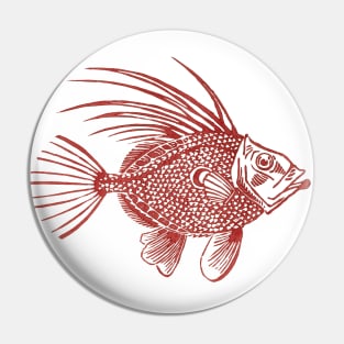 Red John Dory Linocut Fish Pin