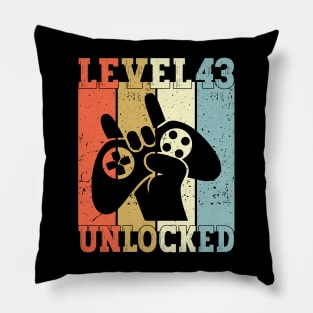 Level 43 Unlocked Video Gamer 43 Years Old 43rd Birthday Level Unlocked Pillow