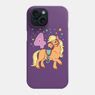 Cute Pony 4th Birthday Girls Horse Girl 4 Years Old Phone Case