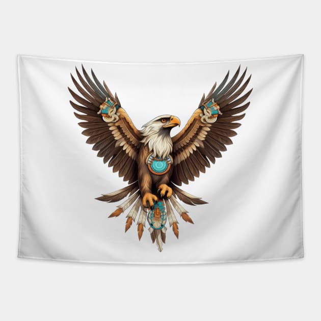 Native American Eagle Tapestry by Chromatic Fusion Studio