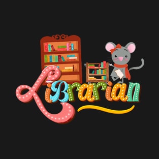 Cute mouse librarian illustration T-Shirt